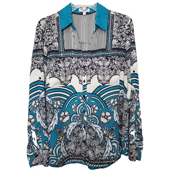 Express Tops - Express Portofino Original Fit Roll-Tab Sleeve Button-Up Shirt Size Large